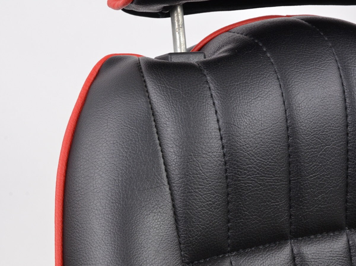 FK Pair Classic II Retro Kit Car Bucket Sports Seats - Black Red Piping + slides