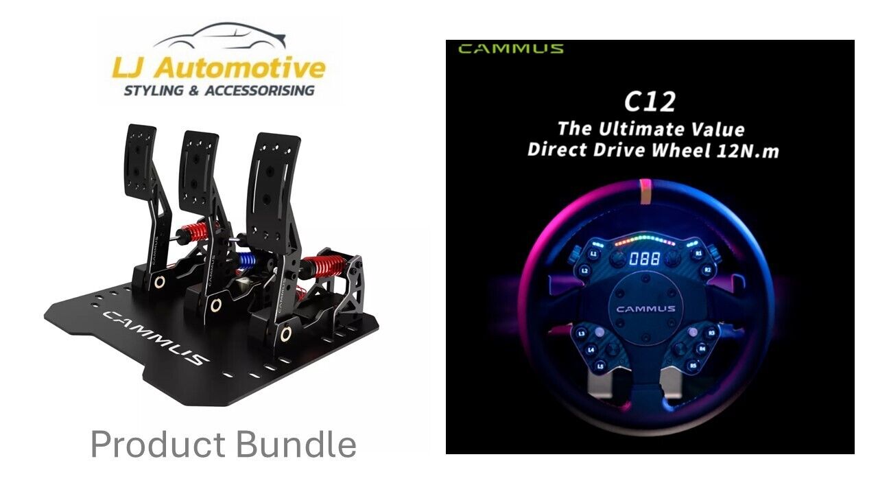 CAMMUS C12 + LC100 Pedals Bundle - Direct Drive Racing Sim Simulator Steering Wheel for PC Sim Driving Simulator F1 Rally Drift