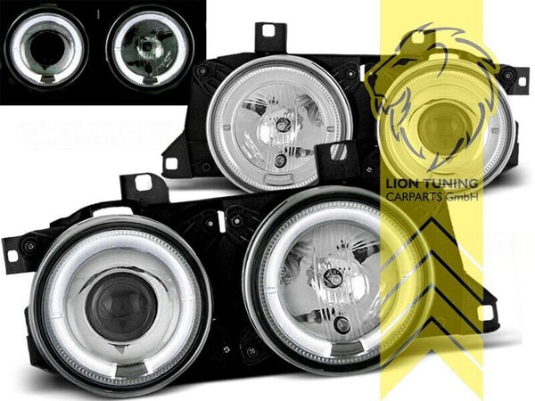 LT LED DRL Angel Eye Lightbar Halo Ring Headlights BMW BMW E32 E34 chrome LHD