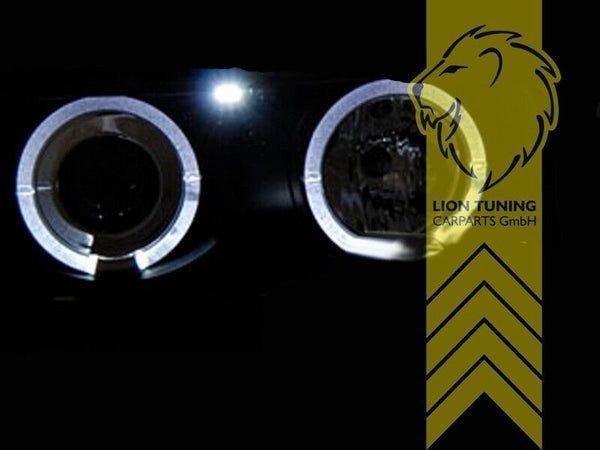 LT Pair LED DRL Halo Ring Angel Eye Headlights BMW E38 black 98-01 Facelift LHD