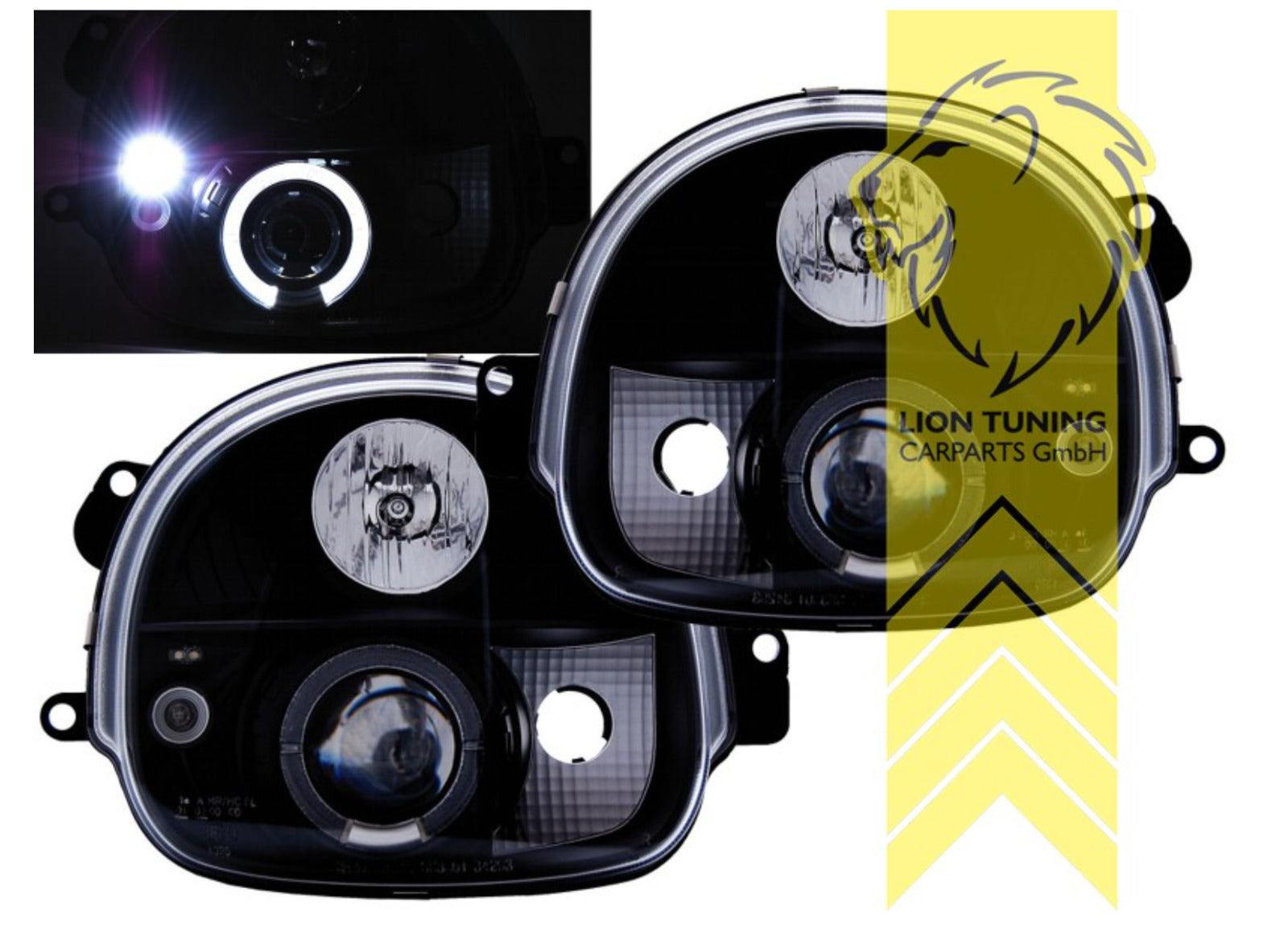 LT LED DRL Lightbar Halo Ring Headlights Renault Twingo 1 MK1 black LHD