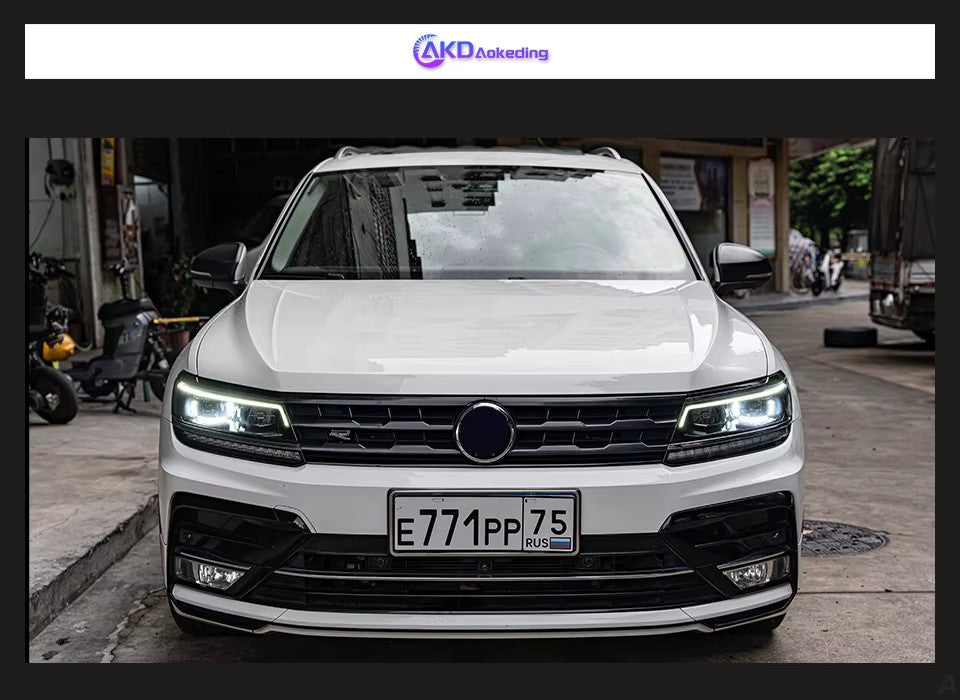 AKD Pair 17-21 VW Tiguan LED DRL Dynamic Lightbar Headlights LHD