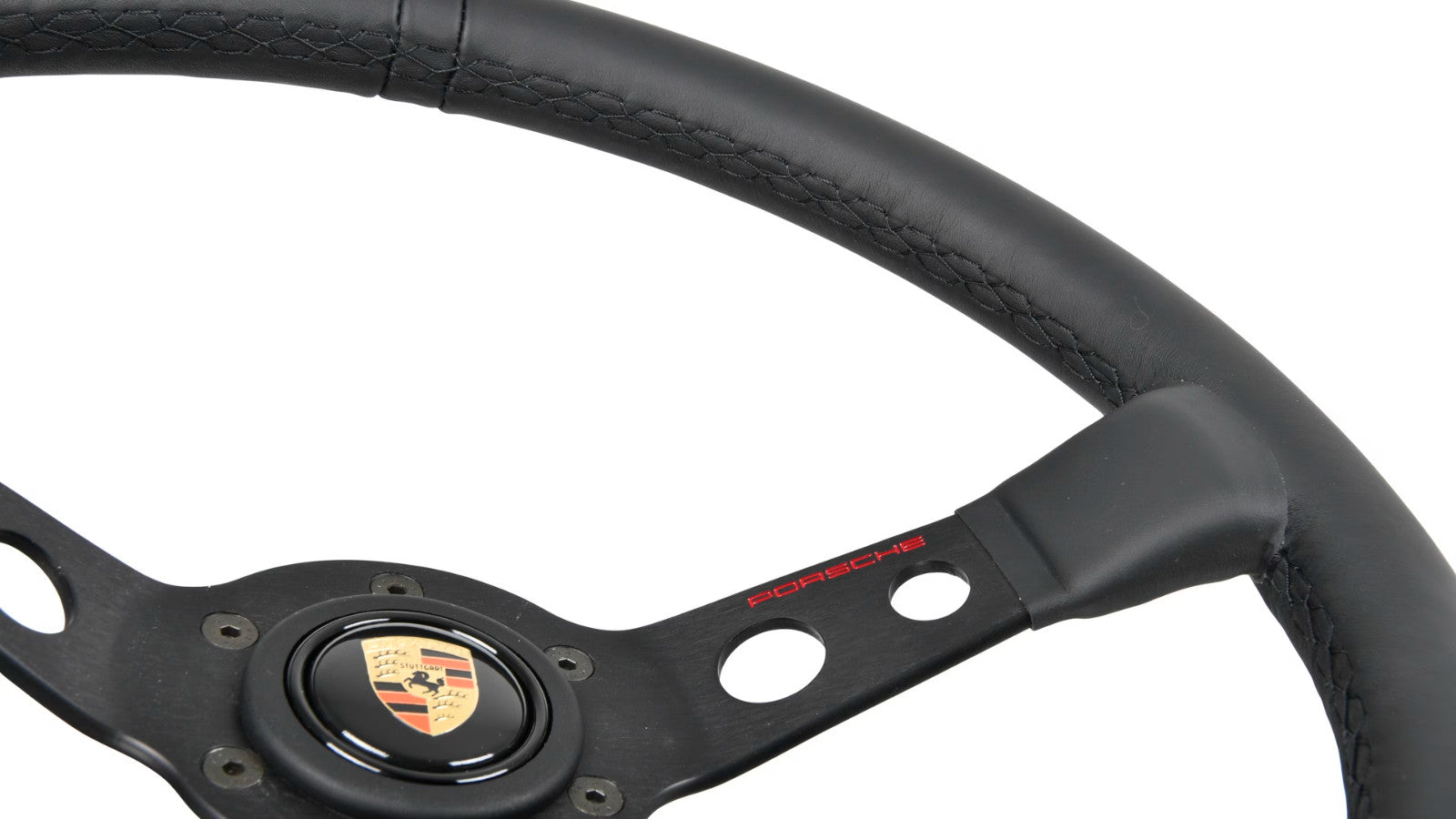 Genuine Porsche Momo Classic performance steering wheel black leather stitching