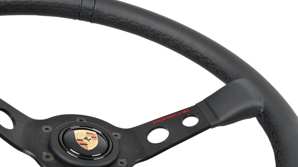 Genuine Porsche Momo Classic performance steering wheel black leather stitching