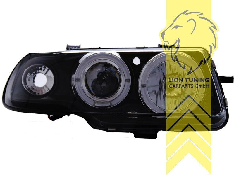 LT Pair LED DRL Angel Eye Headlights Opel Vauxhall Opel Astra F 91-94 Black LHD