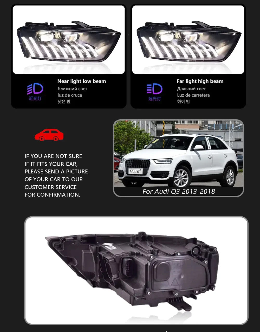 TYPY Pair Audi Q3 2013-2018 LED DRL Headlights LHD