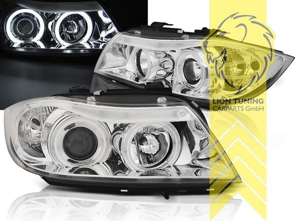 LT LED DRL Angel Eye Headlights BMW E90 Sedan E91 Touring chrome 05-08 LHD