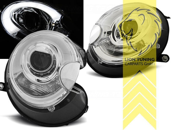 LT LED DRL Lightbar Halo Ring Headlights BMW Mini One R56 R57 06-14 chrome LHD