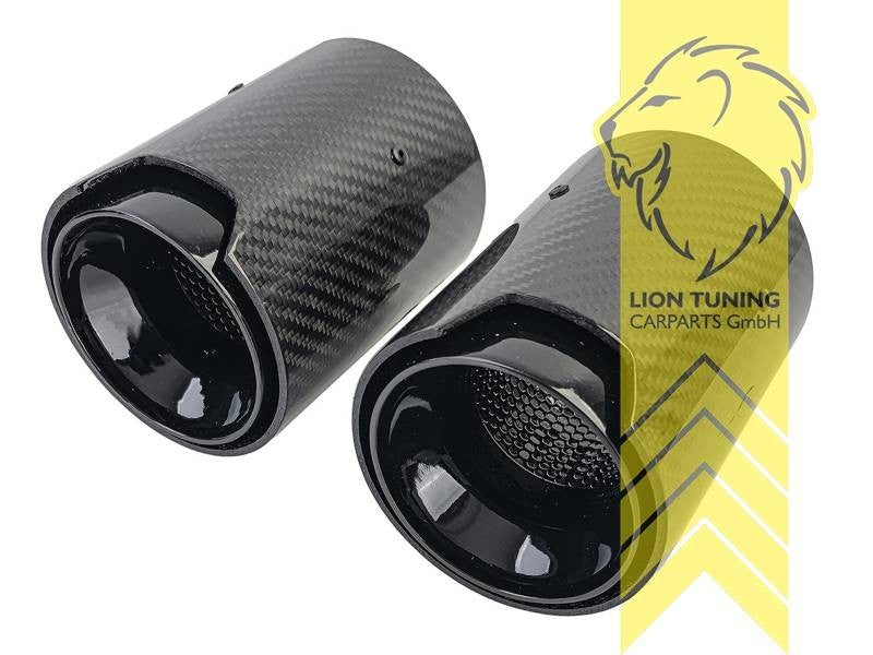 LT 2x Universal Stainless Carbon Exhaust Tailpipe Trim 90mm Silencer Finish Tips