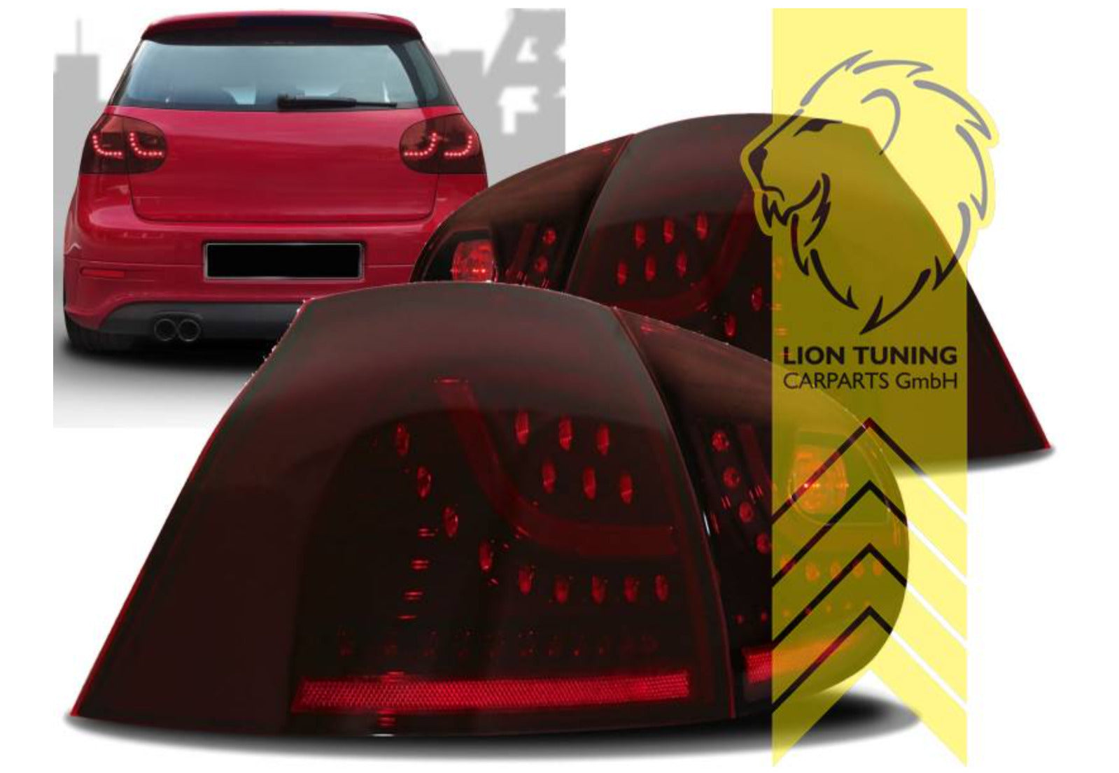 LT Pair LED Lightbar Rear Lights Tail VW Golf 5 MK5 red black smoke LHD