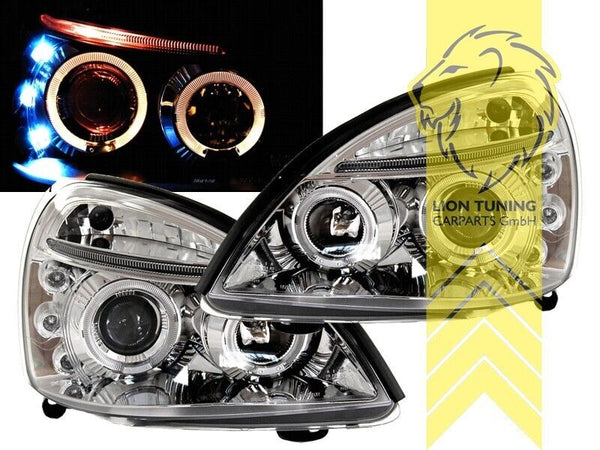 LT LED DRL Lightbar Halo Ring Headlights Renault Clio B 2 MK2 2 01-05 chrome LHD