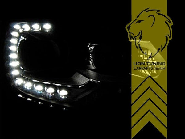 LT Pair LED DRL Halo Lightbar Headlights VW Touran 1T3 10-15 black LHD