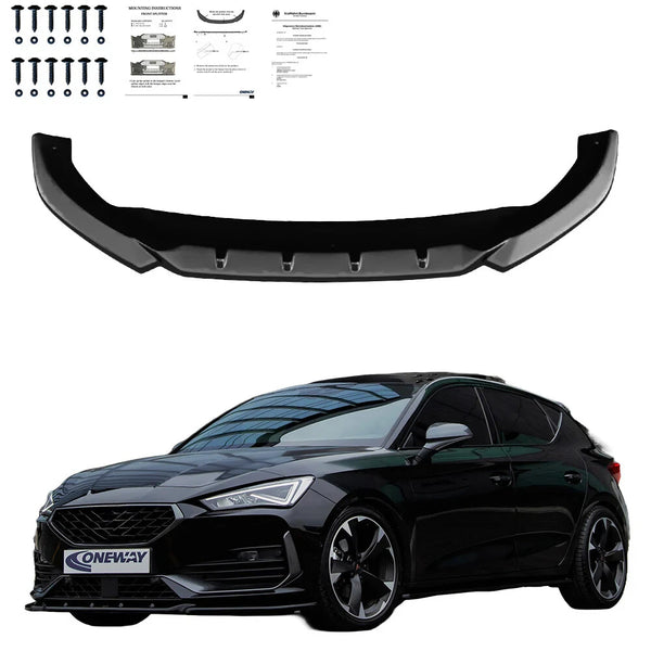 OW Front Bumper Splitter CUPRA Leon 20-24 ABE TUV ABS Gloss Black
