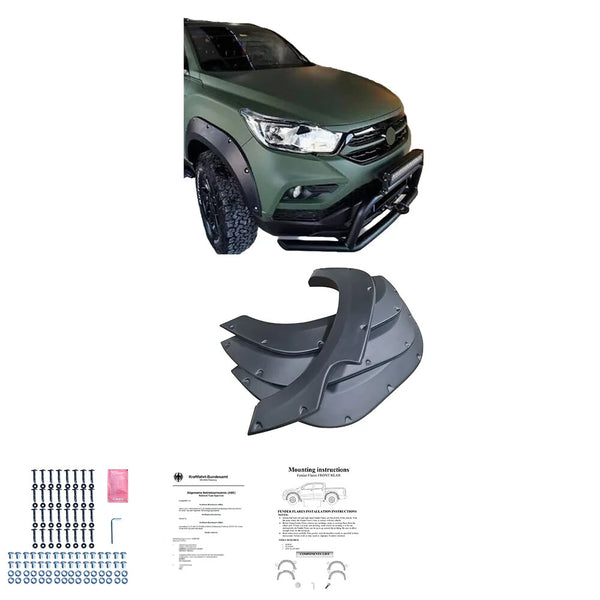 OW Fender Flares Wide Arch Kit SSANGYONG Musso Grand SWB 18-20 ABE TUV Black ABS