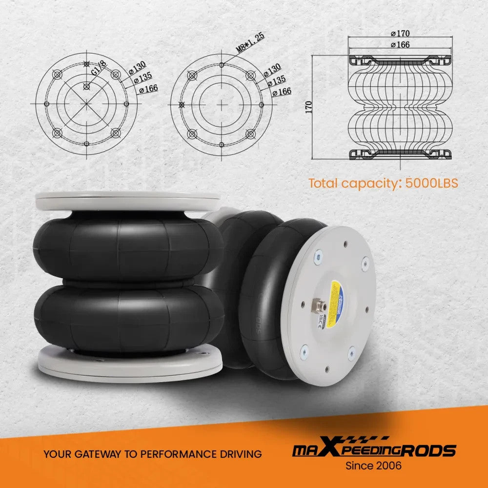 MXPR Rear Air Suspension Kit + Compressor Peugeot Boxer Fiat Ducato 1994-2024 4T