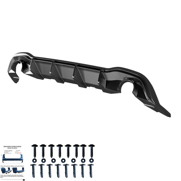 OW Rear Diffuser Valance VW Golf MK 8 GTI / R-Line 2020+ Gloss Black ABS