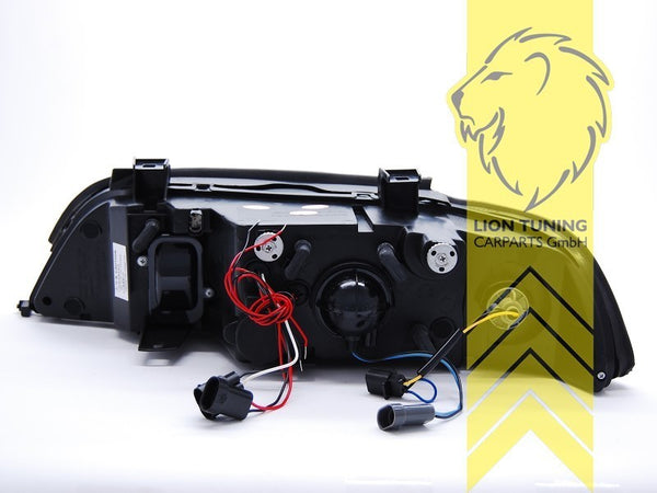 LT Pair LED DRL Halo Ring Eye Headlights BMW E39 95-00 Sedan Touring black LHD