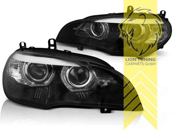 LT Pair LED DRL Halo XENON For AFS Headlights BMW X5 E70 07-10 D1S Black LHD