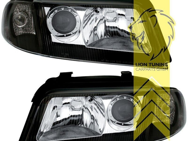 LT Pair Halogen Headlights Audi A4 B5 8D 98-01 Limo Avant Facelift black LHD