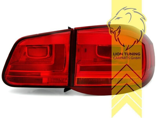 LT Pair LED Lightbar Rear Lights Tail VW Tiguan 5N 07-11 red clear LHD