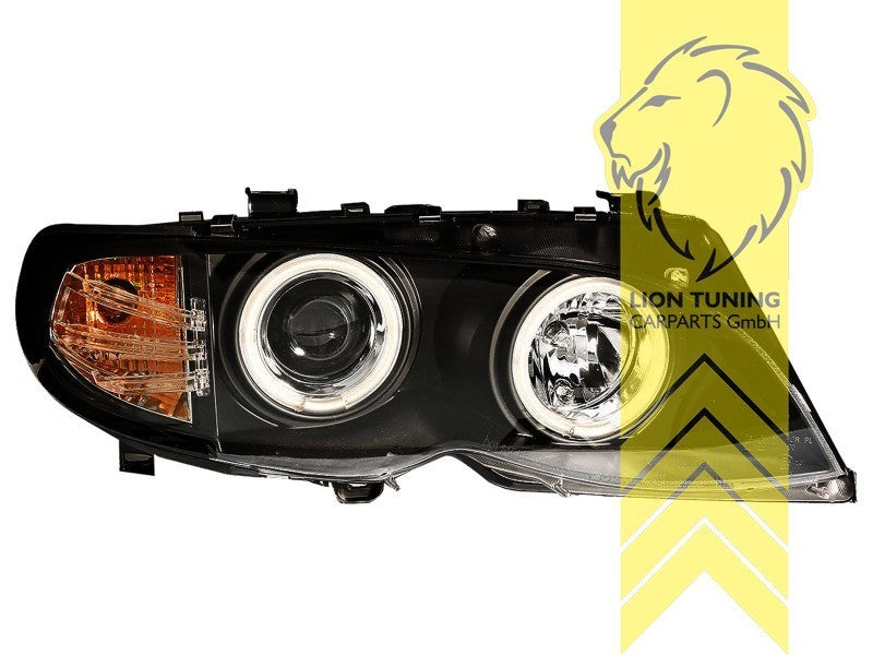 LT LED DRL Halo CCFL Headlights BMW E46 Sedan Touring Facelift 01-05 black LHD