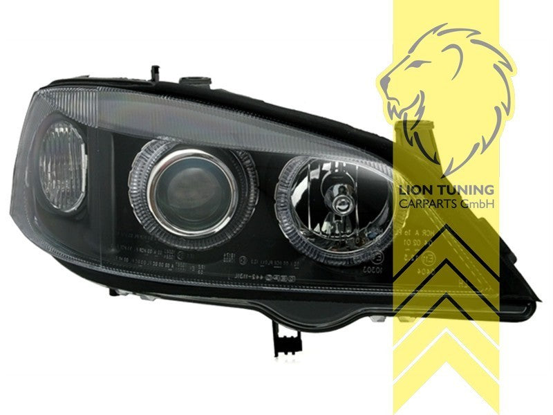 LT DEPO Pair LED DRL Halo Ring Headlights Opel Astra G black T98 F67 98-05 LHD