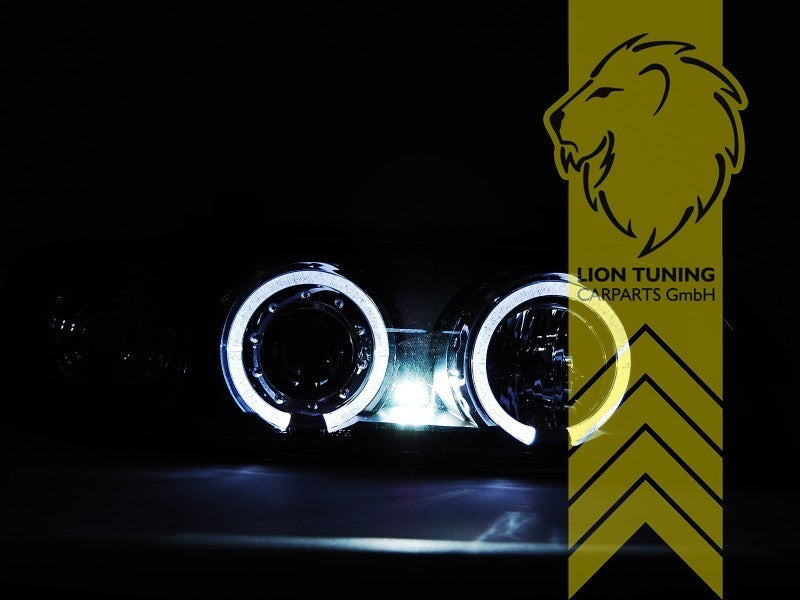 LT Pair LED DRL Halo Ring Eye Headlights BMW E39 95-00 Sedan Touring black LHD