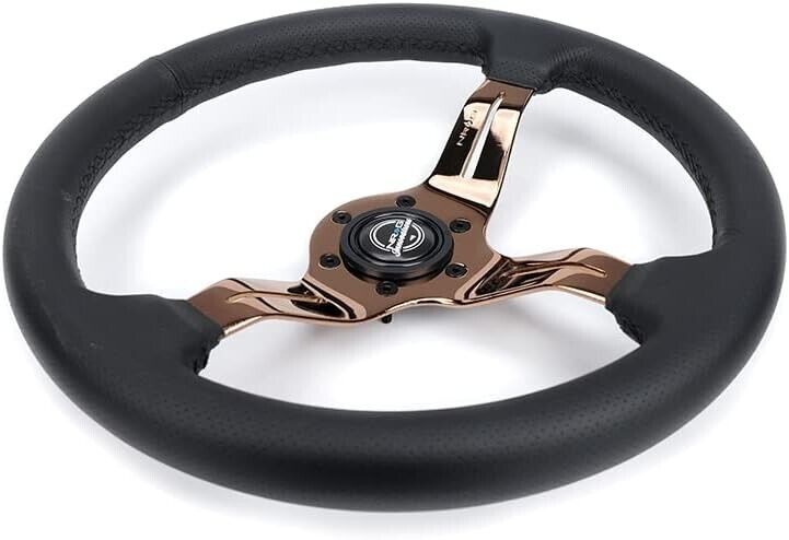 NRG Innovations Universal 350mm Leather Steering WHEEL Rose Gold Car Sim 6-Bolt