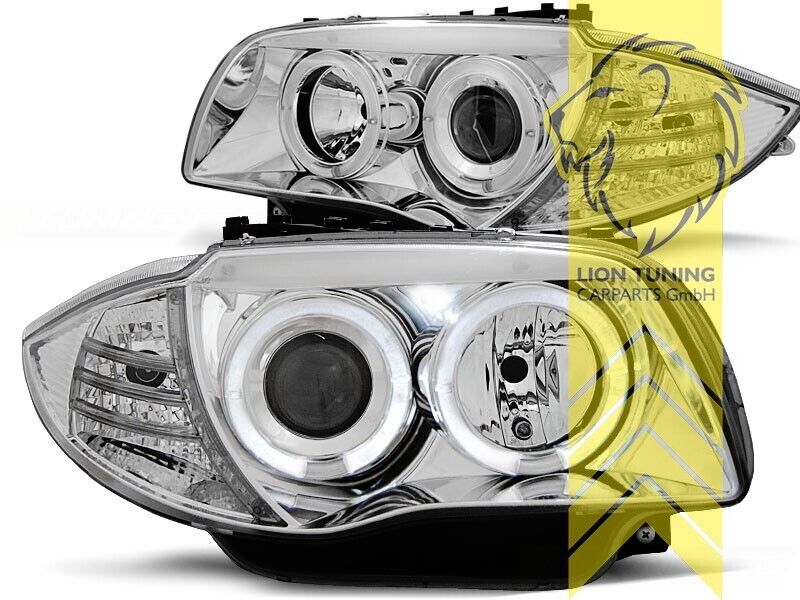 LT Pair LED DRL Halo Headlights BMW 1 Series E81 E82 E87 E88 03-12 chrome LHD