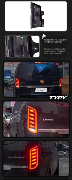 TYPY Pair LED DRL Rear Lights 16-21 Vito W447 V-Class Taillights Red or Black