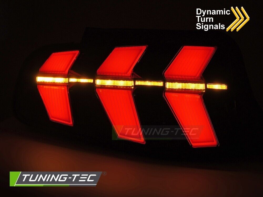 TT LED Lightbar Rear Tail Lamps FORD MUSTANG 10-13 BLACK Dynamic Welcome LHD