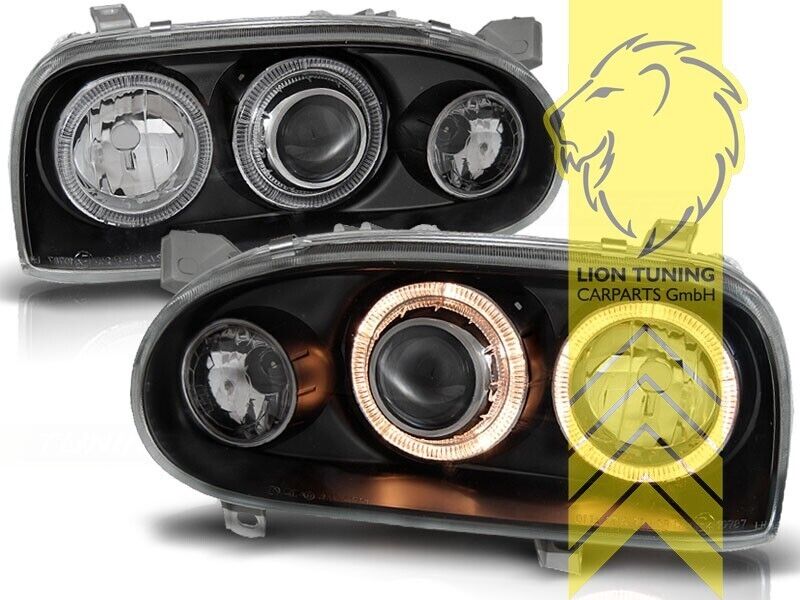 LT Pair LED DRL Halo Headlights Golf 3 MK3 91-99 Limo Variant Cabrio black LHD