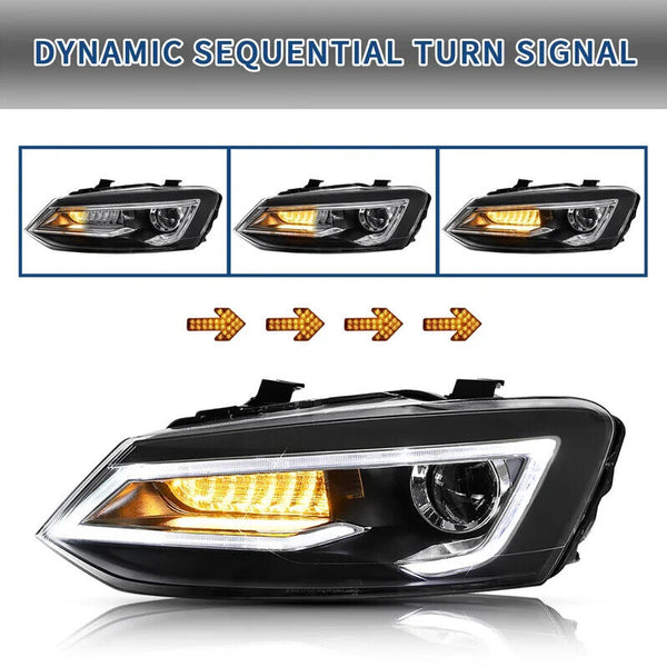 VLAND VW Polo MK5 6R 6C 09-17 LED DRL D2H Xenon Headlights LHD (Not 1.2 TSI/R)