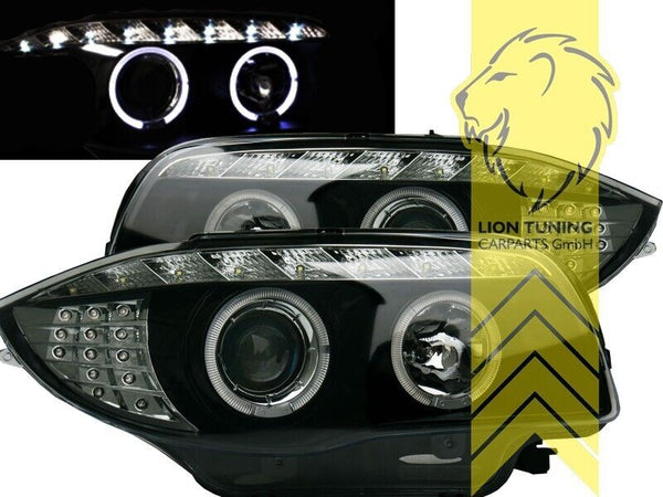 LT Pair LED DRL Halo Headlights BMW 1 Series E81 E82 E87 E88 03-12 black LHD