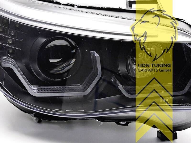 LT LED DRL Halo Lightbar Headlights BMW E60 Sedan E61 Touring black 03-07 LHD