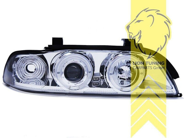 LT Pair LED DRL Halo Headlights BMW E39 95-00 Limo Touring H1 / H1 chrome LHD