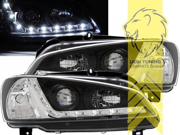 LT LED DRL Halo Lightbar Headlights Peugeot 106 2 Type 1 96-04  black LHD