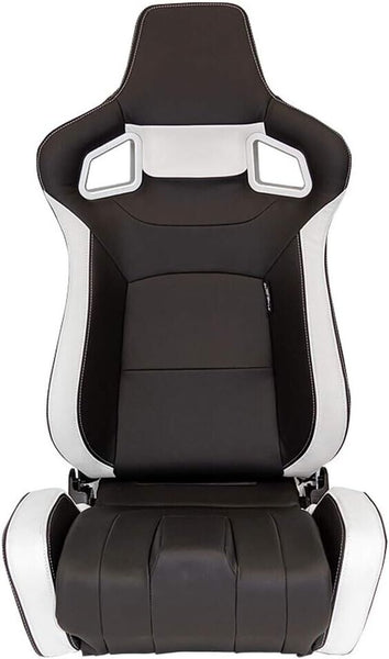 UK ATS x1 Universal Reclining Sports Bucket Seat BLACK WHITE + runners