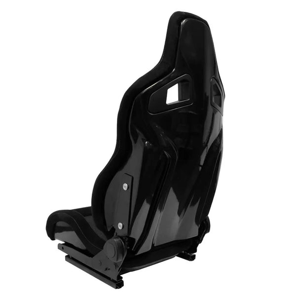 ATS x1 (Sold Individually) Universal Recline Bucket Seat ‎Black Suede + Grey Mesh Fabric + runners Car / 4x4 / Van / Camper / Race Sim
