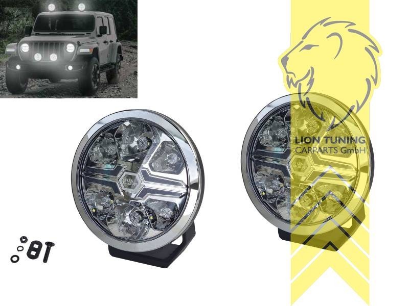 LT x2 7" Hella Chrome Blade Universal LED Auxiliary High Beam Fogs Headlights