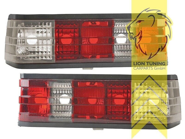 LT Pair Halogen Rear Lights Tail Lamps Mercedes W201 190E red white chrome LHD