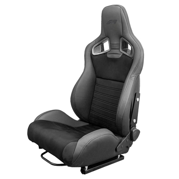 Simoni Universal Pair x2 Luxe Alcantara Leather Black Car Bucket Seats + slides