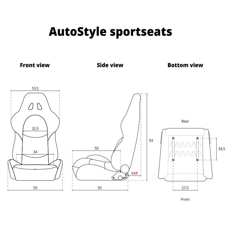 AUTOSTYLE x1 Universal Sports Bucket Seat Black & Red Stitch + runners