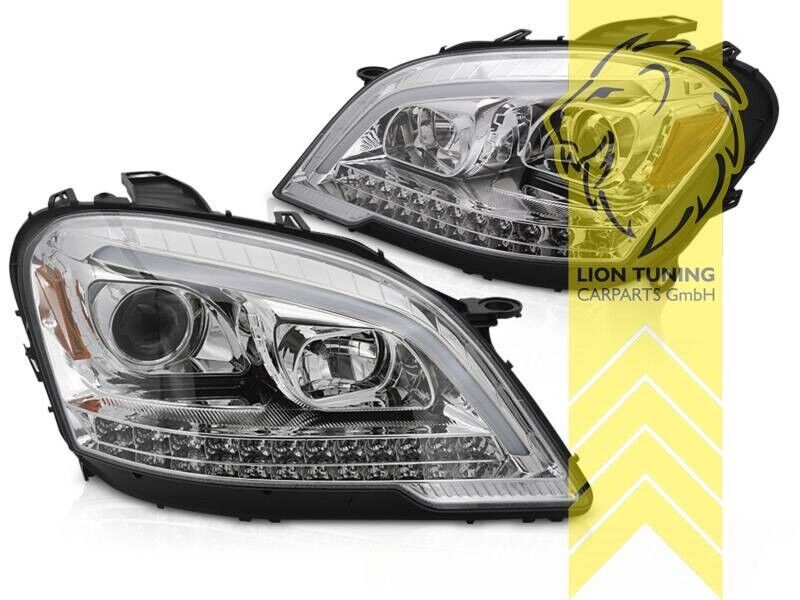 LT LED DRL Lightbar Headlights Mercedes W164 ML M-Class 08+ facelift chrome LHD