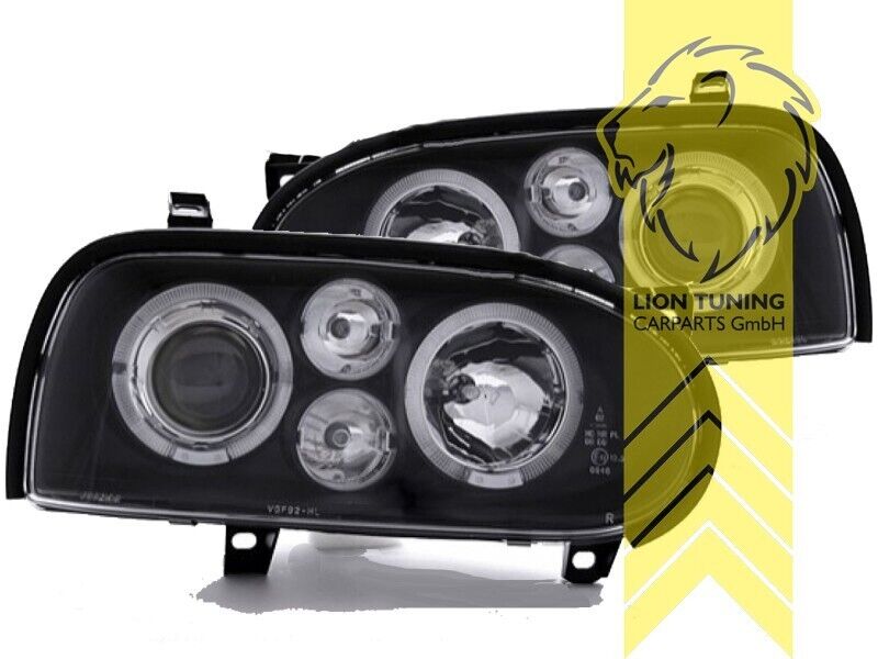 LT Pair LED DRL Halo Ring Headlights VW Golf 3 MK3 Limo Variant Cabrio black LHD