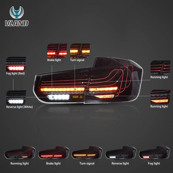 VLAND 12-19 BMW 3 Series F30 F80 LASER Lightbar LED DRL Sequential Rear Lights