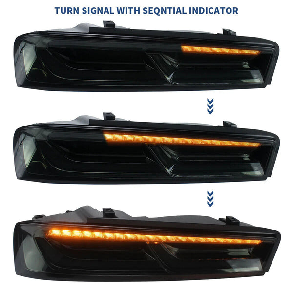 VLAND LED Sequential Lightbar Rear Lights Chevrolet Chevy Camaro 16-18 Smoke LHD