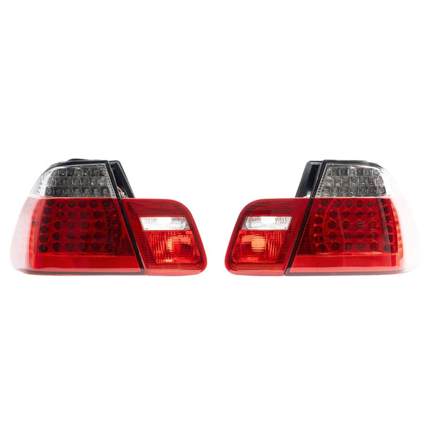 JOM Pair BMW E46 3 Series Saloon 98-01 LED Rear Lights clear glass red LHD