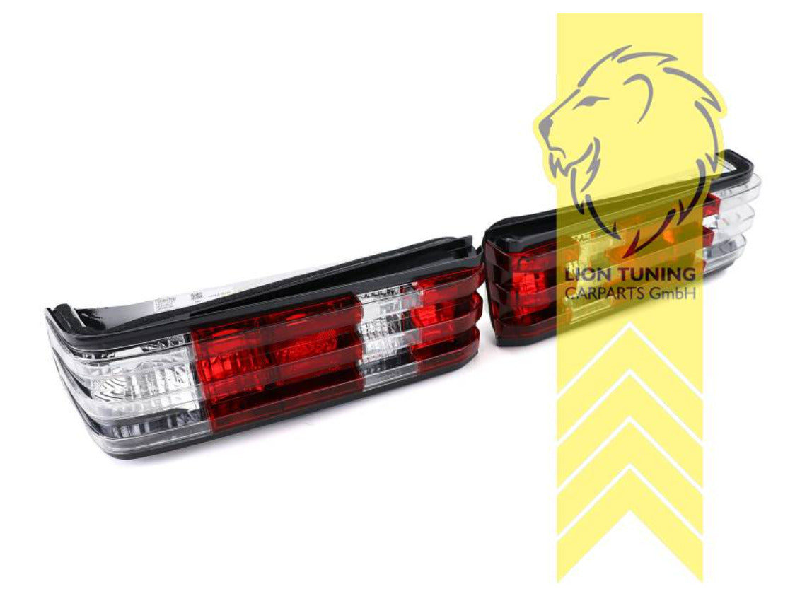 LT Pair Halogen Rear Lights Mercedes W201 190E red white chrome