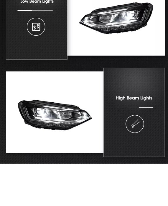 AKD Pair LED DRL Lightbar Laser Projector Headlights VW Touran L 2016-2022 LHD